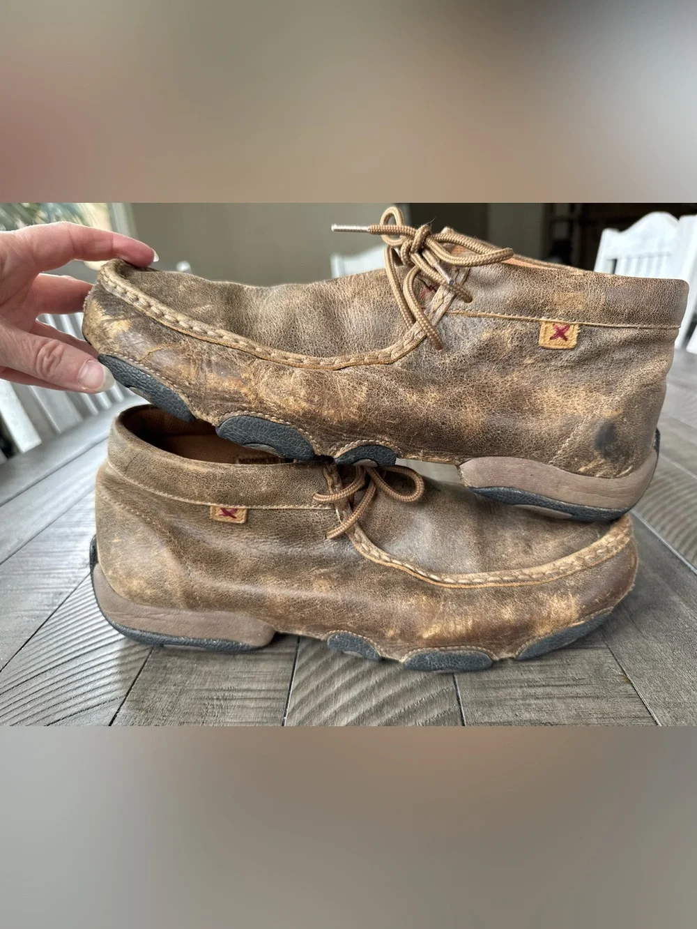 Twisted X Driving Leather Moccasin Chukka Distressed Boots Men’s Size 10.5